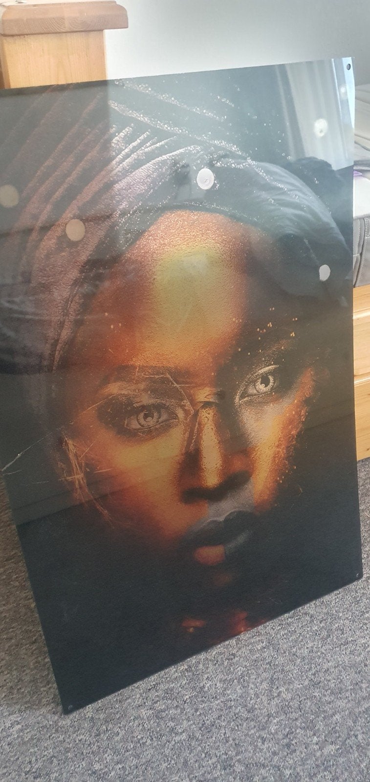 Modern Kunstwerk: Vrouwelijk Portret op plexiglas, Ophalen, Gebruikt, 50 tot 75 cm, Print
