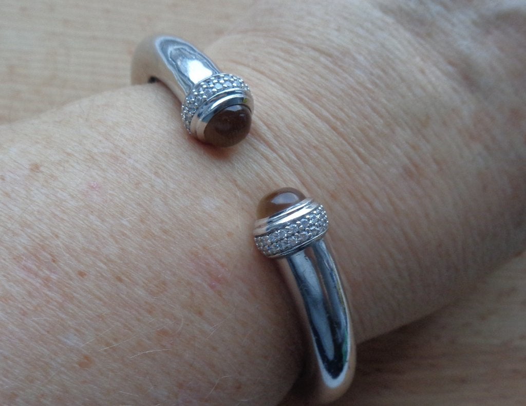 zilveren zware klem armband TiSento [371], Verzenden, Zo goed als nieuw, Met edelsteen, Zilver