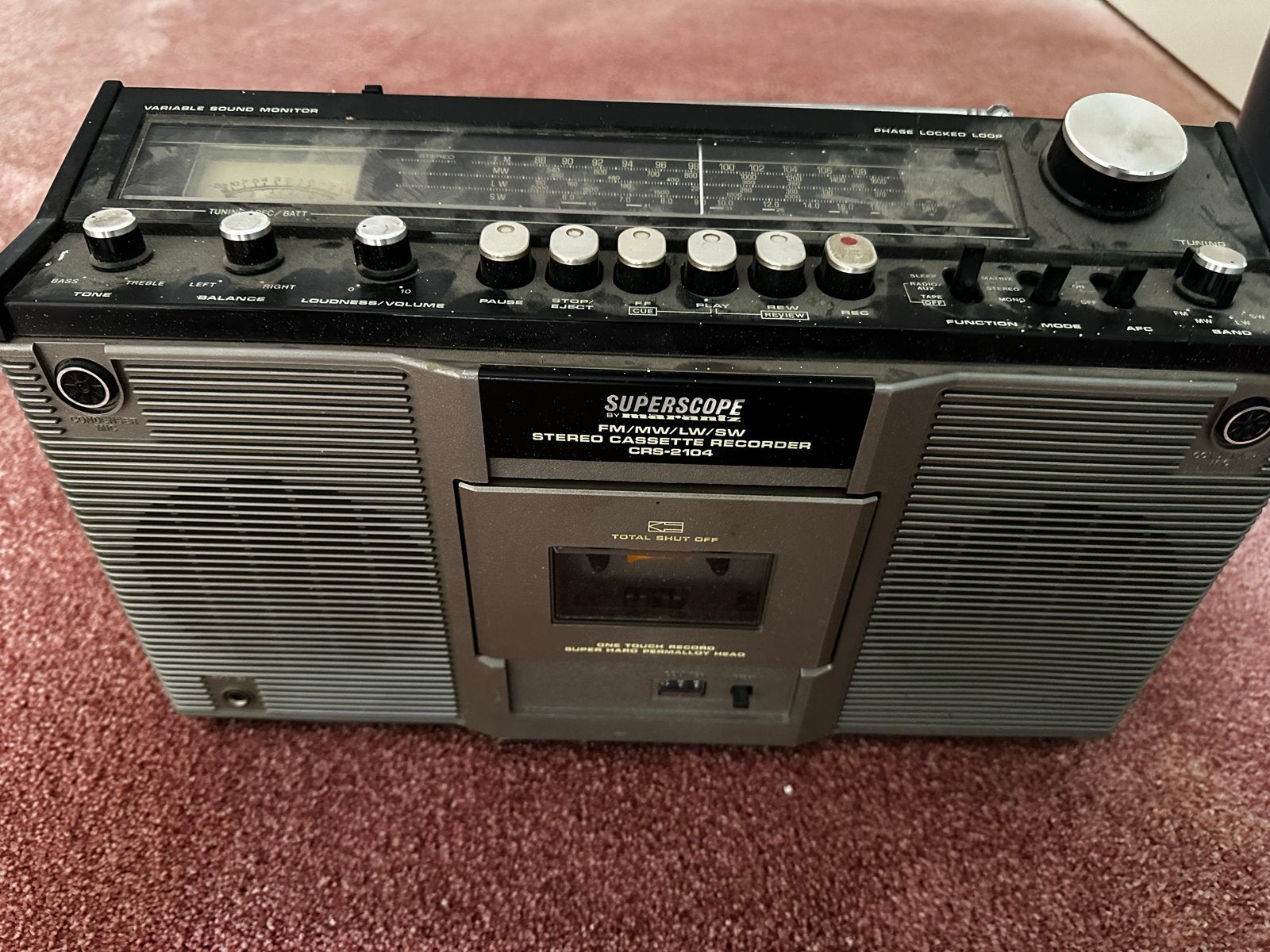 Marantz Superscope CRS-2104 Stereo Cassette Recorder Radio!, Ophalen of Verzenden, Gebruikt, Radio