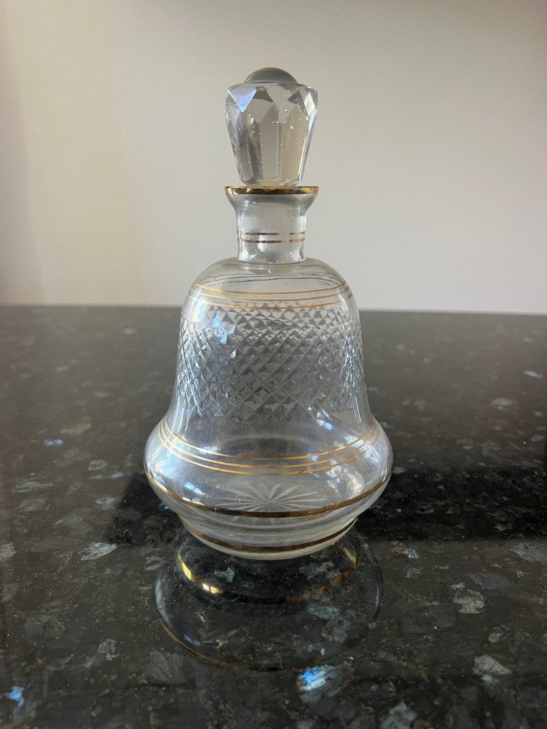 Antieke Kristallen Karaf met Goudrand – 20 cm, Ophalen of Verzenden