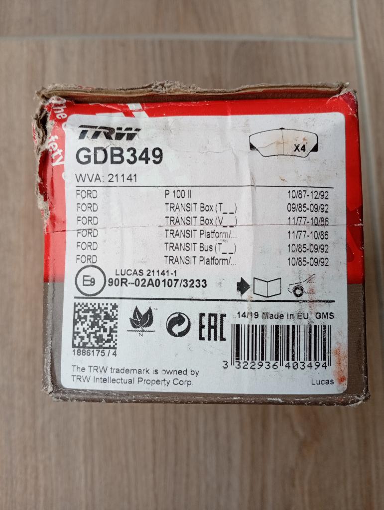 4 nieuwe remblokken Ford transit TWR GDB349 1977 tot 1992, Ophalen of Verzenden, Nieuw, Ford