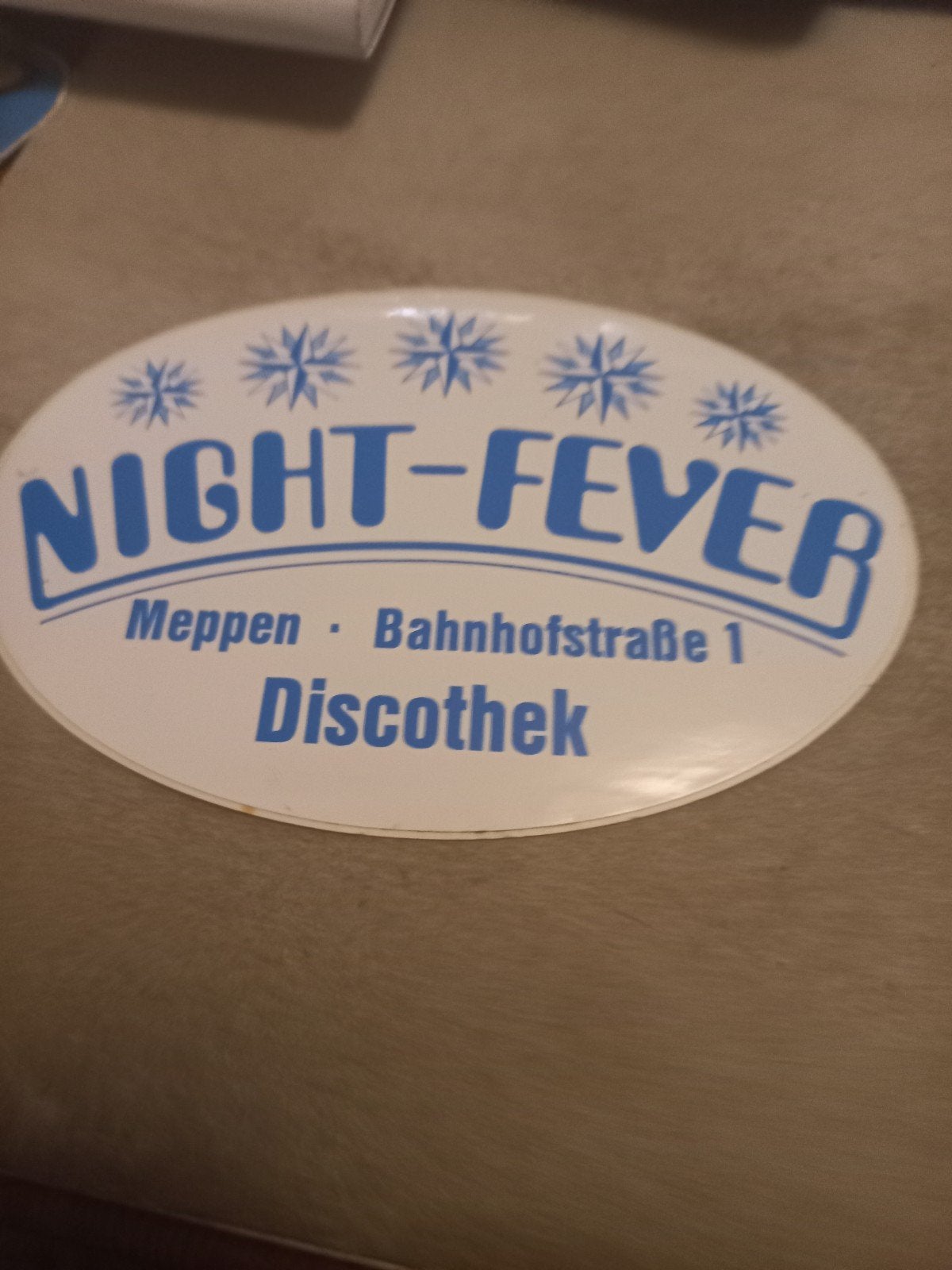 Vintage Night-Fever Discotheek Reclamesticker Meppen, Ophalen of Verzenden, Gebruikt