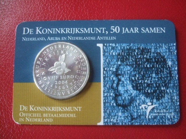 Coincard zilver 5 euro 50 jaar samen, Verzenden, Koningin Beatrix, Euro's, Zilver