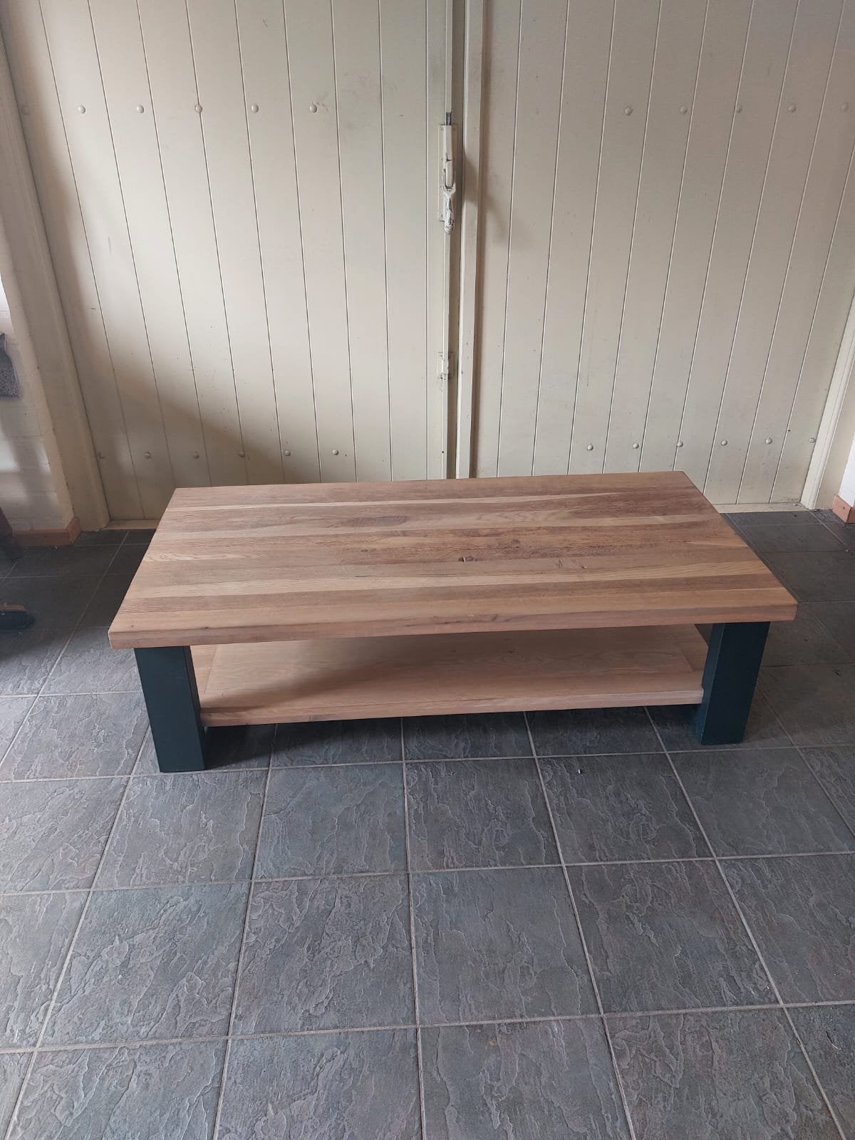 Prachtige Pronto Verato eikenhouten salontafel naturel grey, Ophalen, Eikenhout, 200 cm of meer, 50 tot 100 cm