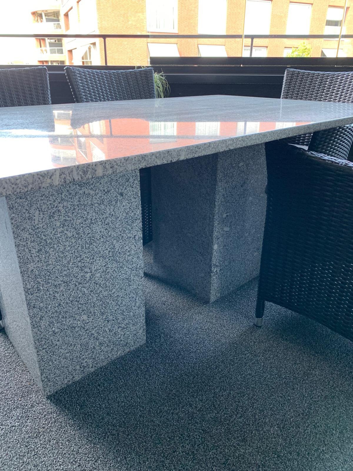 Granieten terras/tuintafel, Tuin en Terras, Tuintafels, Ophalen, Zo goed als nieuw, Rechthoekig, Overige materialen