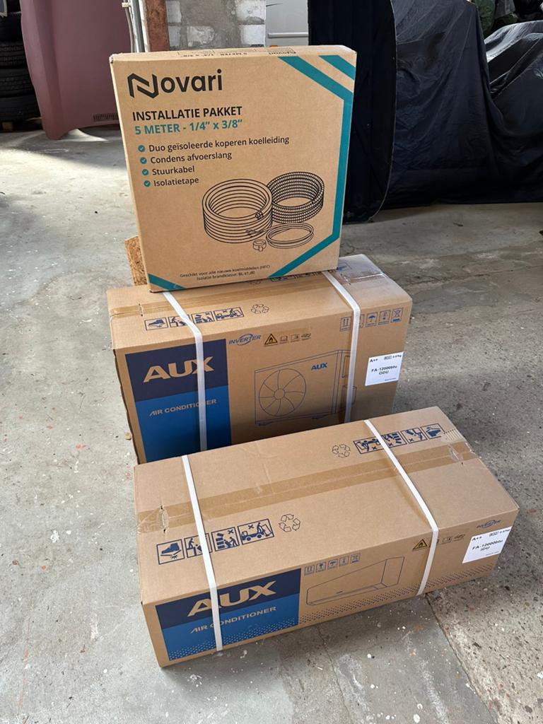 Complete Airco Set GEVULD!  (12000 BTU) – Merk AUX – NIEUW!, Witgoed en Apparatuur, Airco's, Verwarmen, AUX, 3257LD, Nieuw