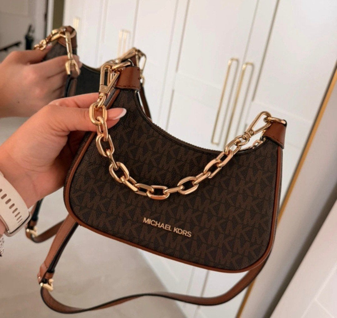 Michael Kors tasje met gouden rits en ketting, Ophalen of Verzenden, Nieuw, Bruin, Schoudertasje