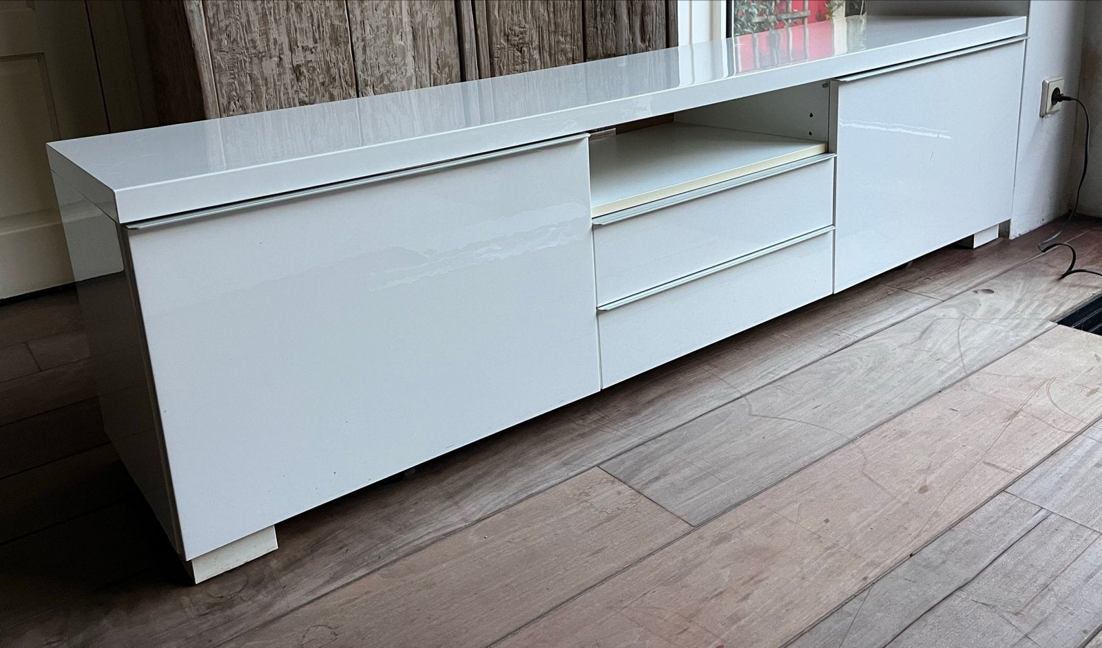 Ikea Besta TV-meubel wit met opbergruimte en lades, Ophalen, Kunststof, Gebruikt, 200 cm of meer