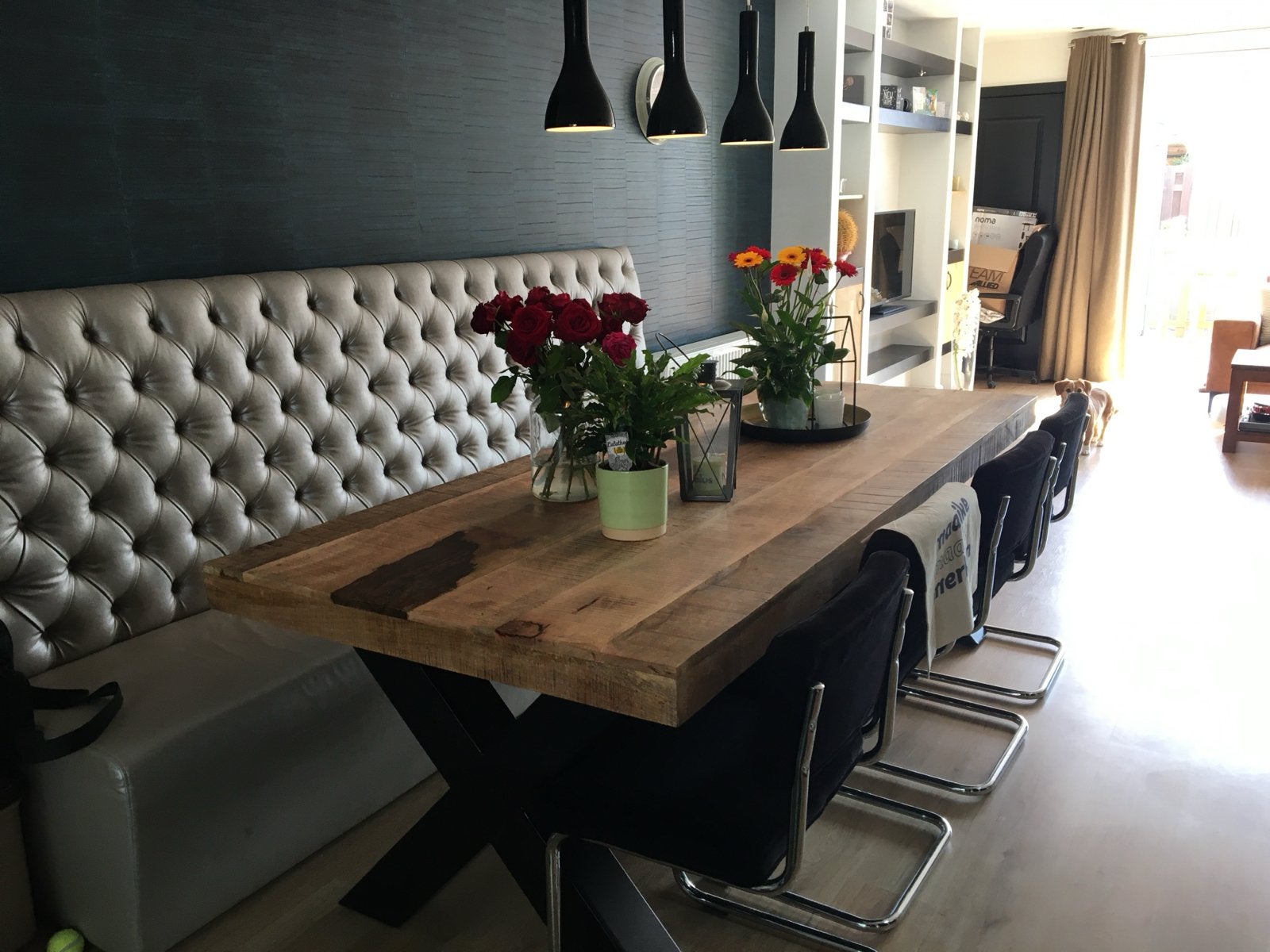 Mangohouten eettafel 240x100 cm