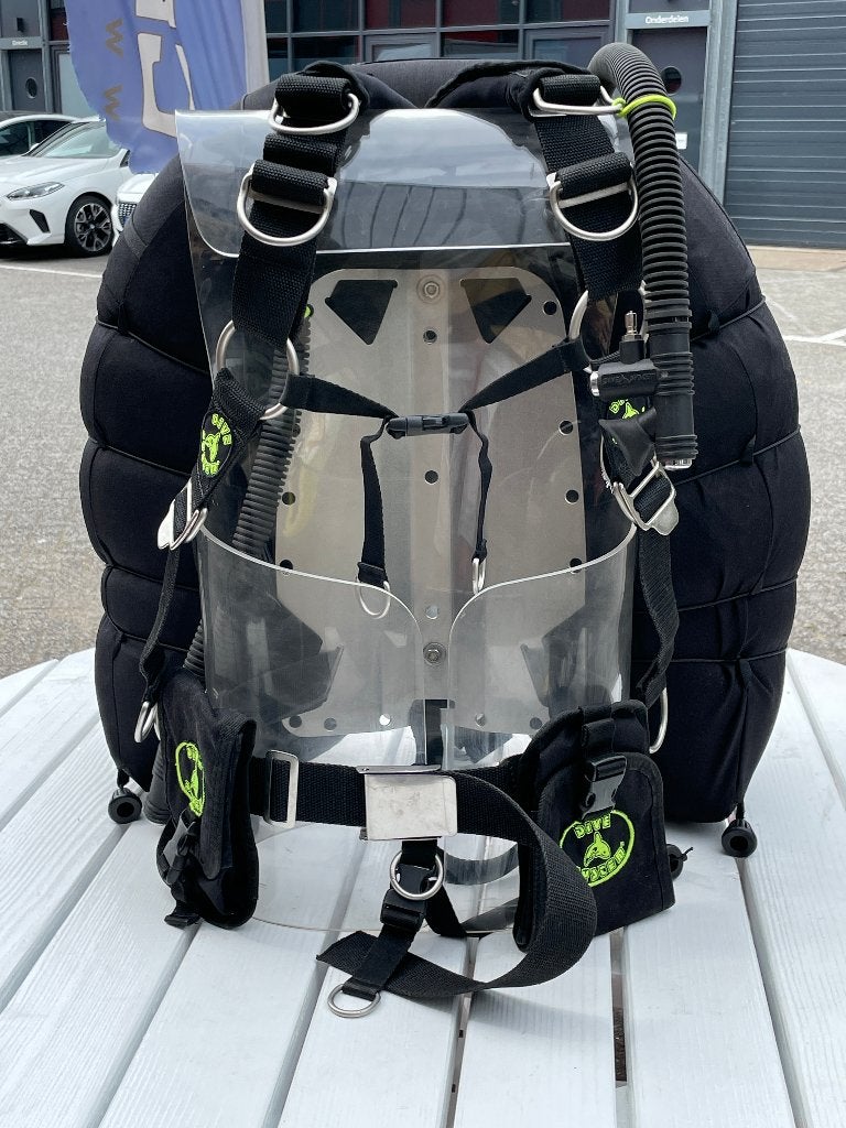 Dive System Wing met dubbele 40L bladder, rvs backplate, Ophalen of Verzenden, Zo goed als nieuw, Trimvest of Wing