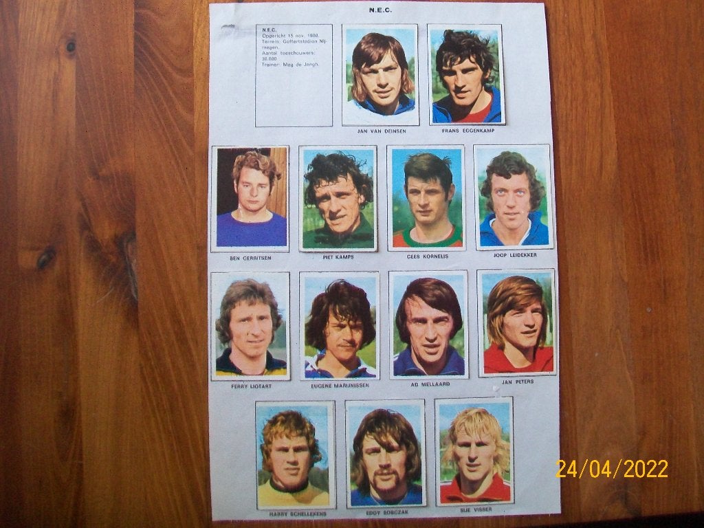 Vanderhout plaatjes NEC seizoen 73-74 Voetbalsterren, Verzenden, Gebruikt, Overige binnenlandse clubs, Poster, Plaatje of Sticker