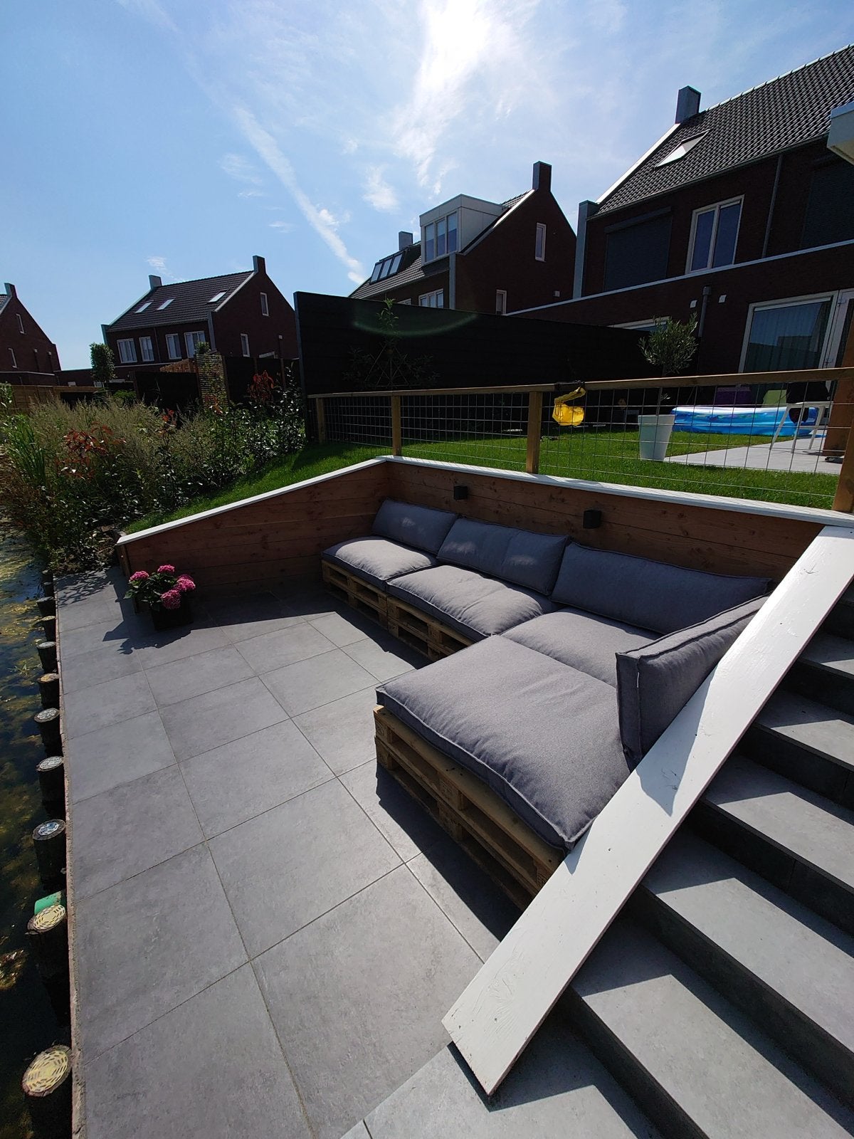 4 sets nette palletkussens met rugkussen, Tuin en Terras, Tuinsets en Loungesets, Ophalen, Gebruikt, Loungeset, Bank