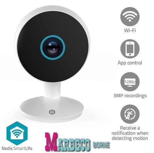Smart Binnencamera, Wi-Fi, Indoor 3MP Full HD 1296p, Alarm, Overige merken, Nedis SmartLife, Nieuw, Info@marbeco.nl
