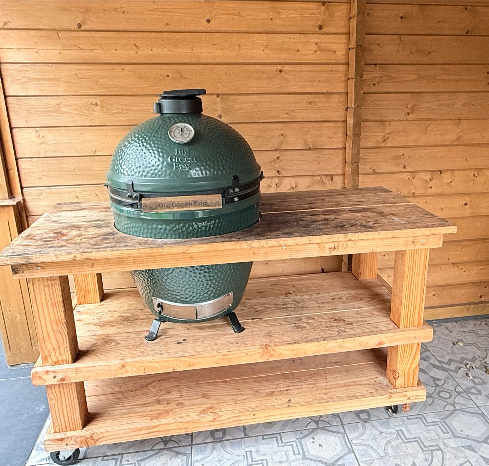 Big Green Egg Large met Letzq accessoires en meer, Ophalen, Gebruikt