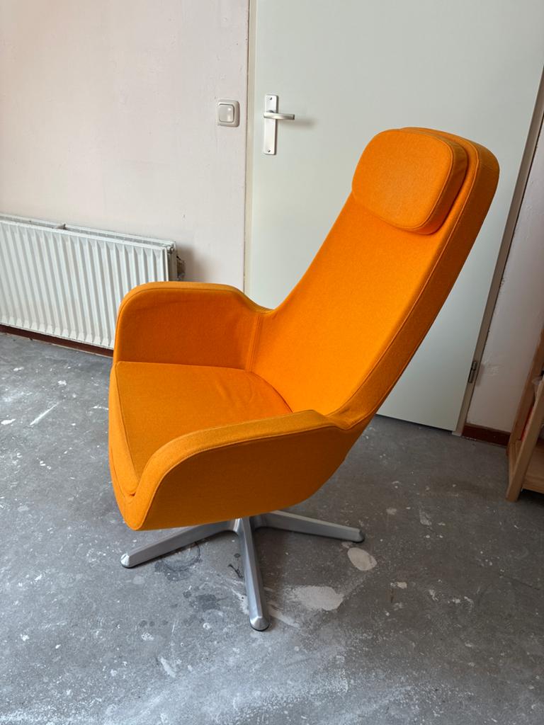 Oranje draaibare fauteuil met hoofdsteun IKEA, Ophalen, Gebruikt, 75 tot 100 cm, Stof