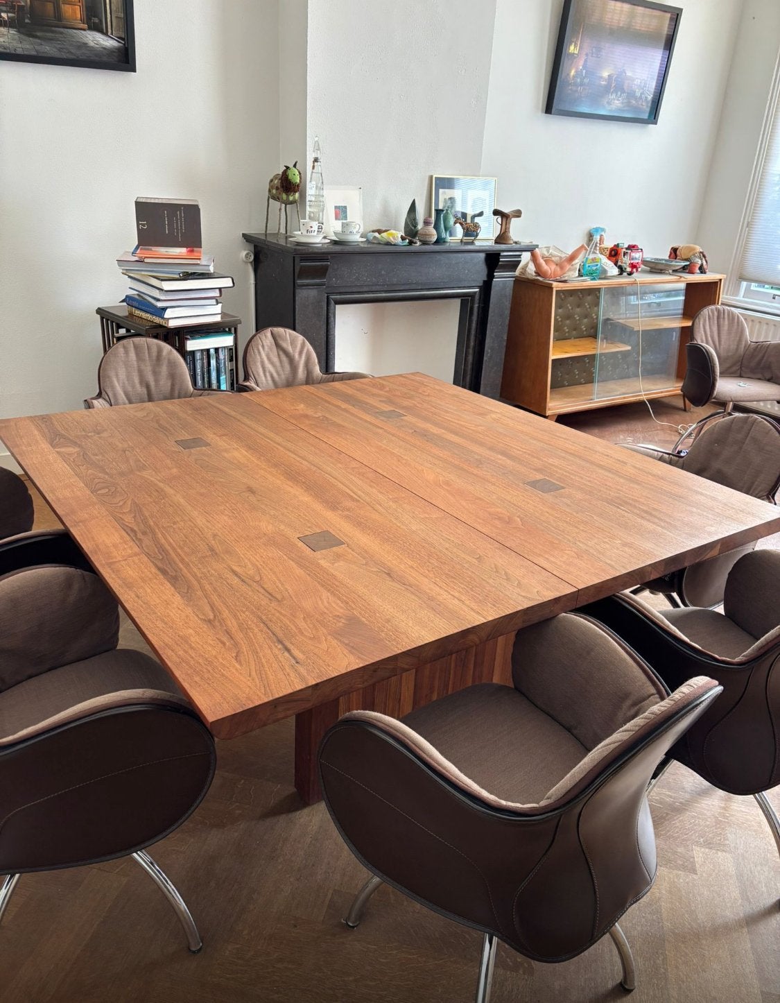 Massief walnoothouten design tafel Celerina, Ophalen, Overige materialen, Design, 150 tot 200 cm