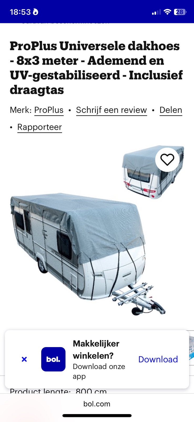 Beschermhoes voor camper of caravan, Caravans en Kamperen, Caravan accessoires, Ophalen of Verzenden, Zo goed als nieuw