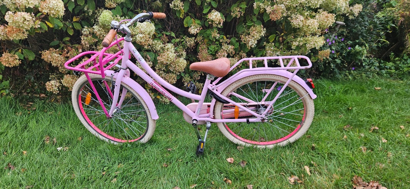 Roze kinderfiets met voordrager - Excellent, Fietsen en Brommers, Ophalen, Velgrem, Gebruikt, 24 inch