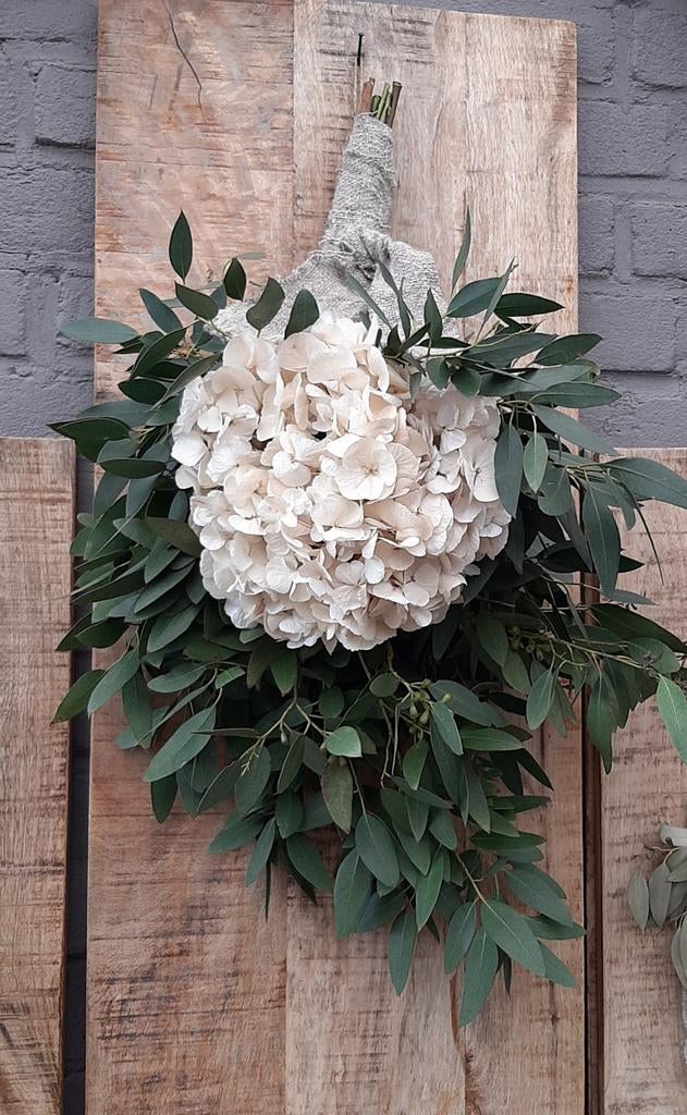 Stoere, landelijke toef, groendecoratie,eucalyptus,hortensia, Meerkleurig, Nieuw, Ophalen of Verzenden, Landelijk