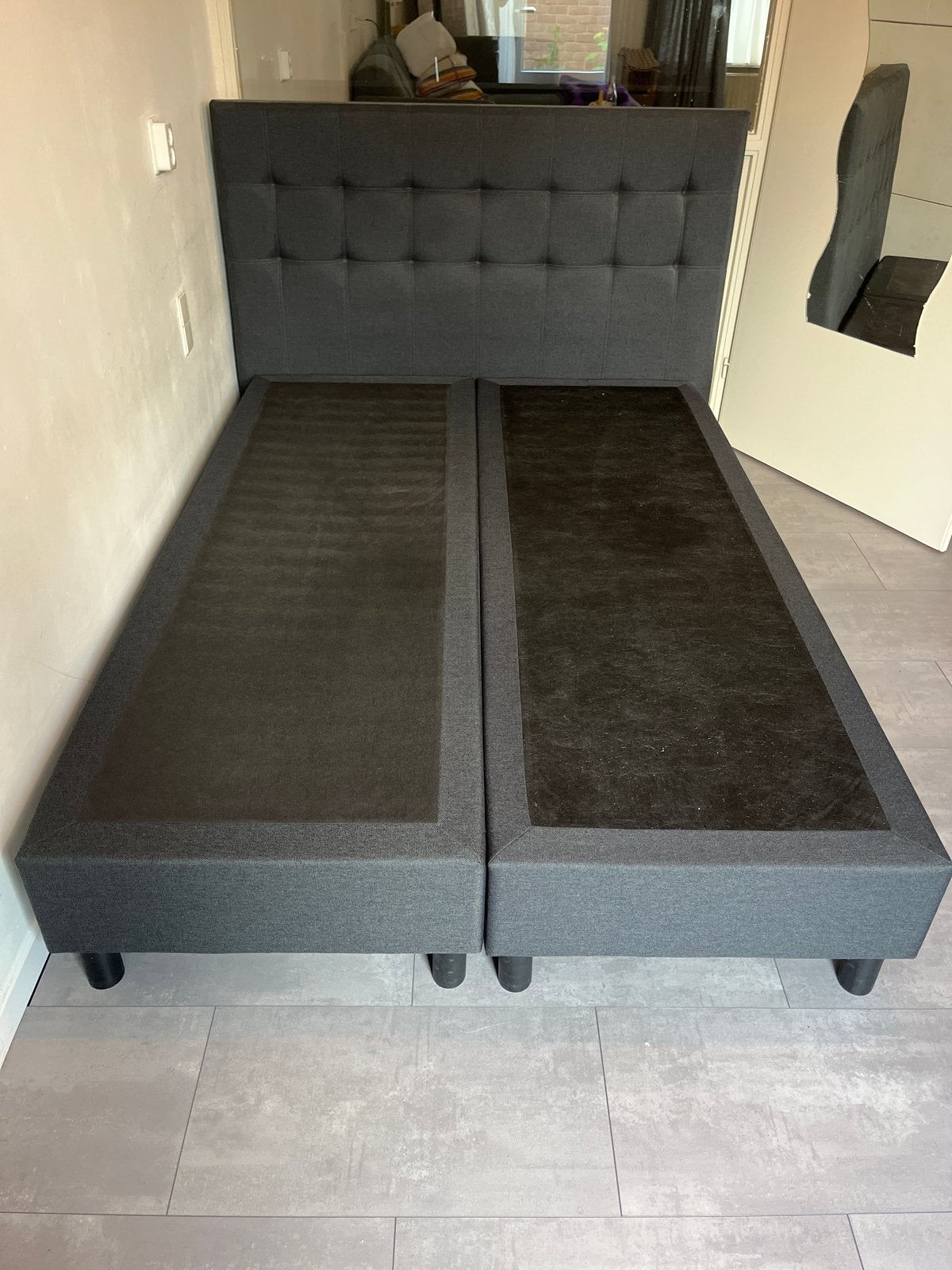 Zo goed als nieuw tweepersoons boxspring, Ophalen, Tweepersoons, 140 cm, Zo goed als nieuw