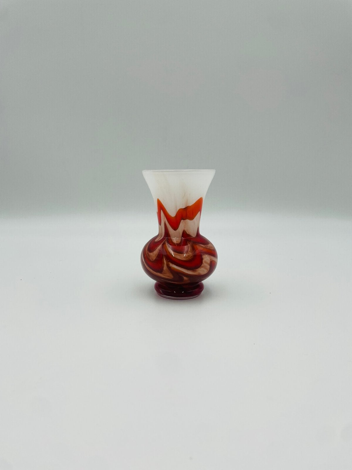 Opaline Murano Vaas - Rood/Wit - 12 cm, Ophalen of Verzenden
