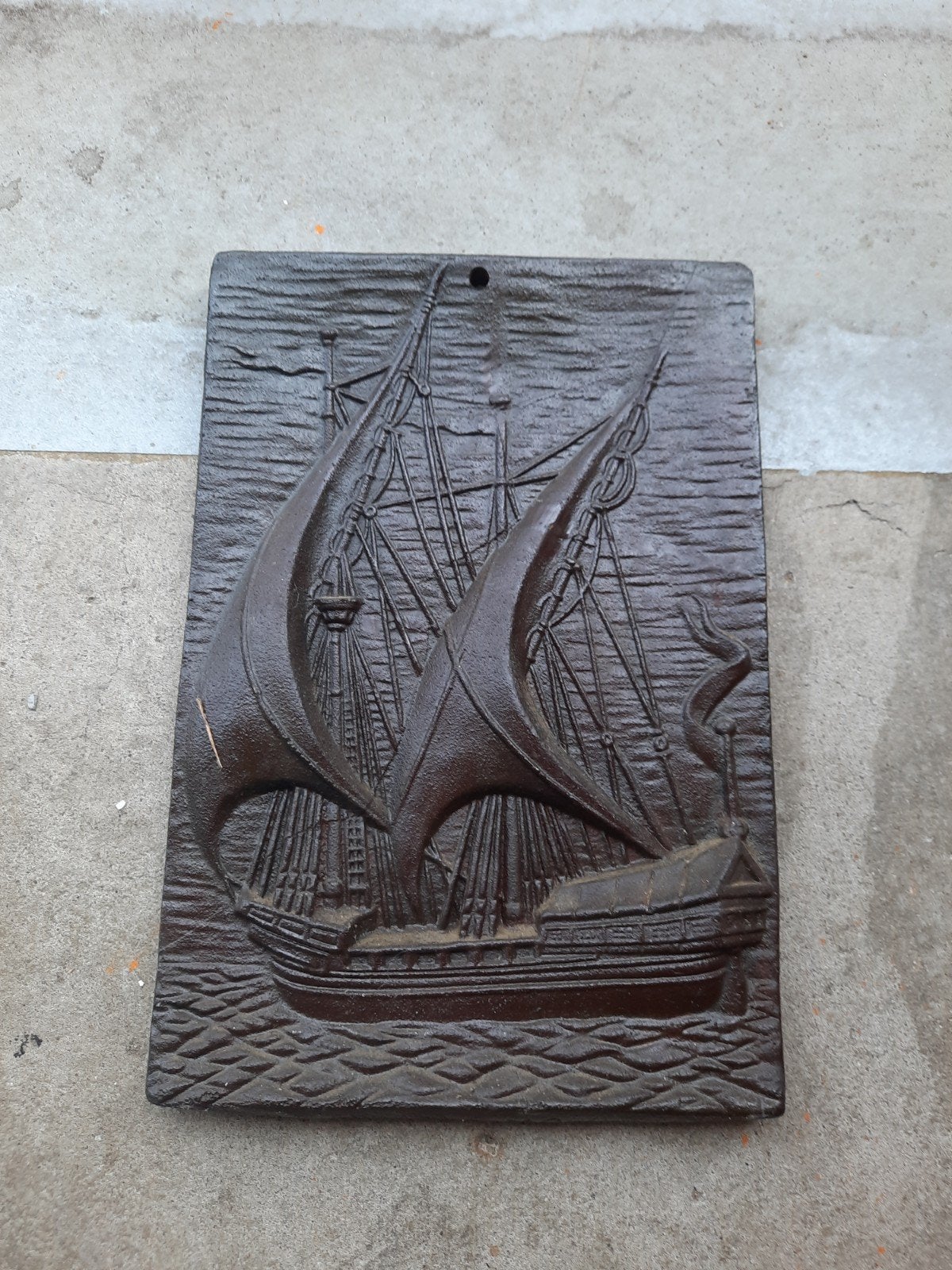 IJzeren wanddecoratie met schepen - Vintage, Metaal, Wandsculptuur, Gebruikt, Vintage