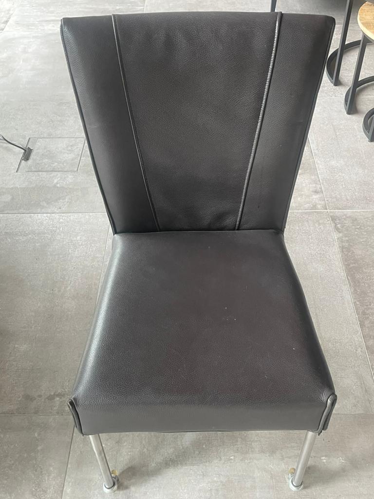 Mooie set 6 lederen verrijdbare eetkamerstoelen (setprijs), Huis en Inrichting, Stoelen, Ophalen, Bruin, Leer, Zo goed als nieuw