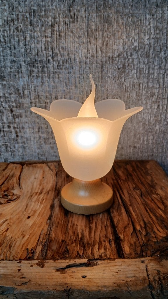 Lamp Vintage Tulp Tafellamp van Melkglas. Houten voet., Ophalen of Verzenden, Zo goed als nieuw, Glas, Vintage