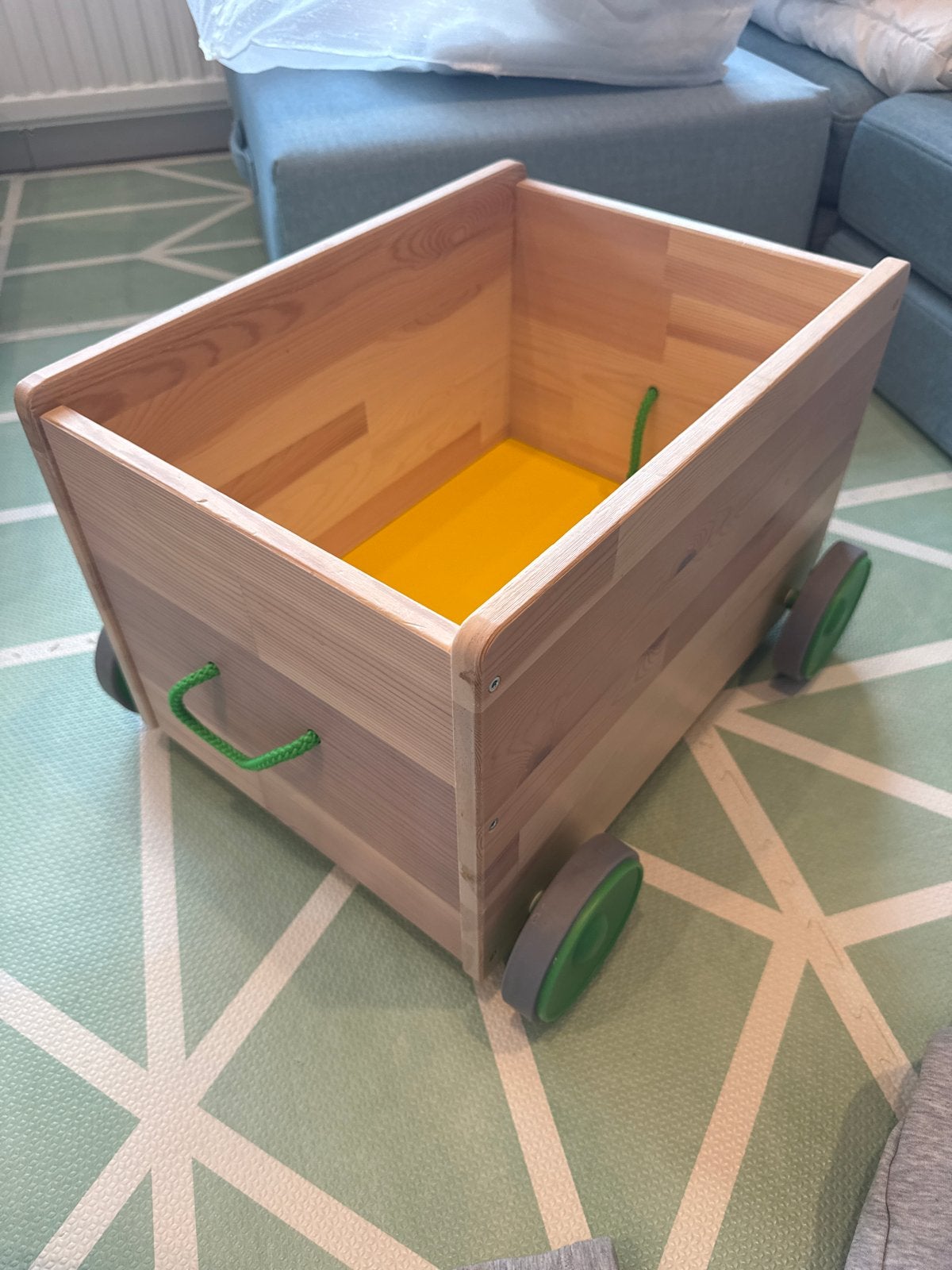 IKEA Flisat Speelgoedkar - Houten Kar met Groen Trekkoord, Ophalen, Gebruikt