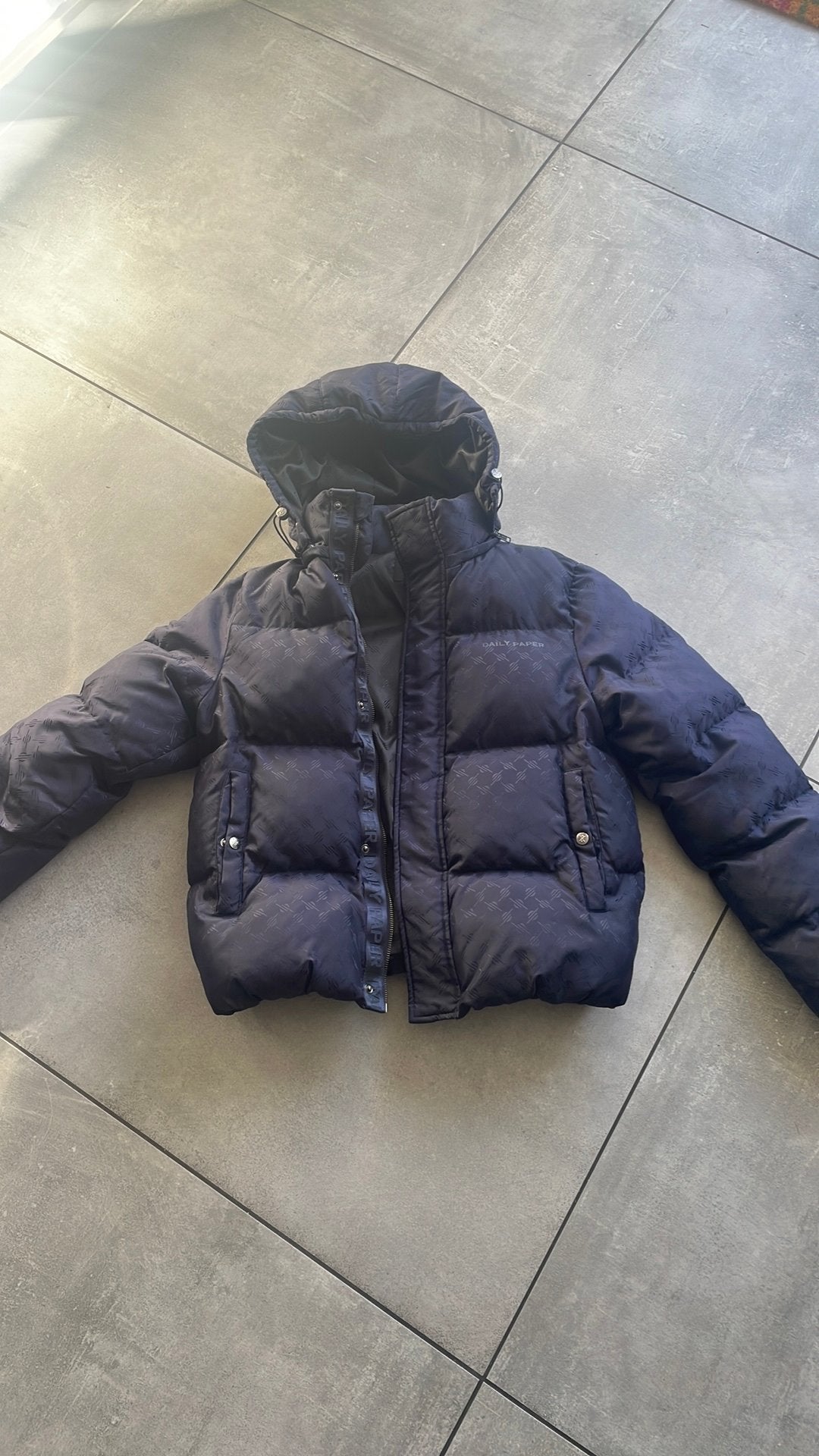 Dailey paper puff jas mt s donkerblauw, Verzenden, Zo goed als nieuw, Maat 52/54 (L), Zwart