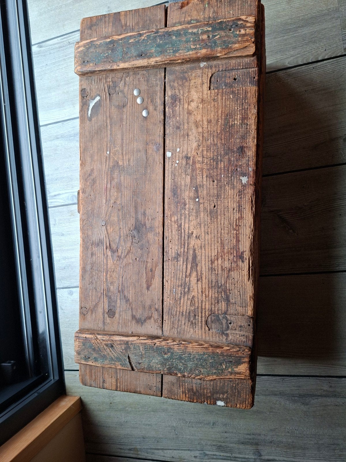 Vintage houten kist met Franse opschriften - 1933, Ophalen, Gebruikt