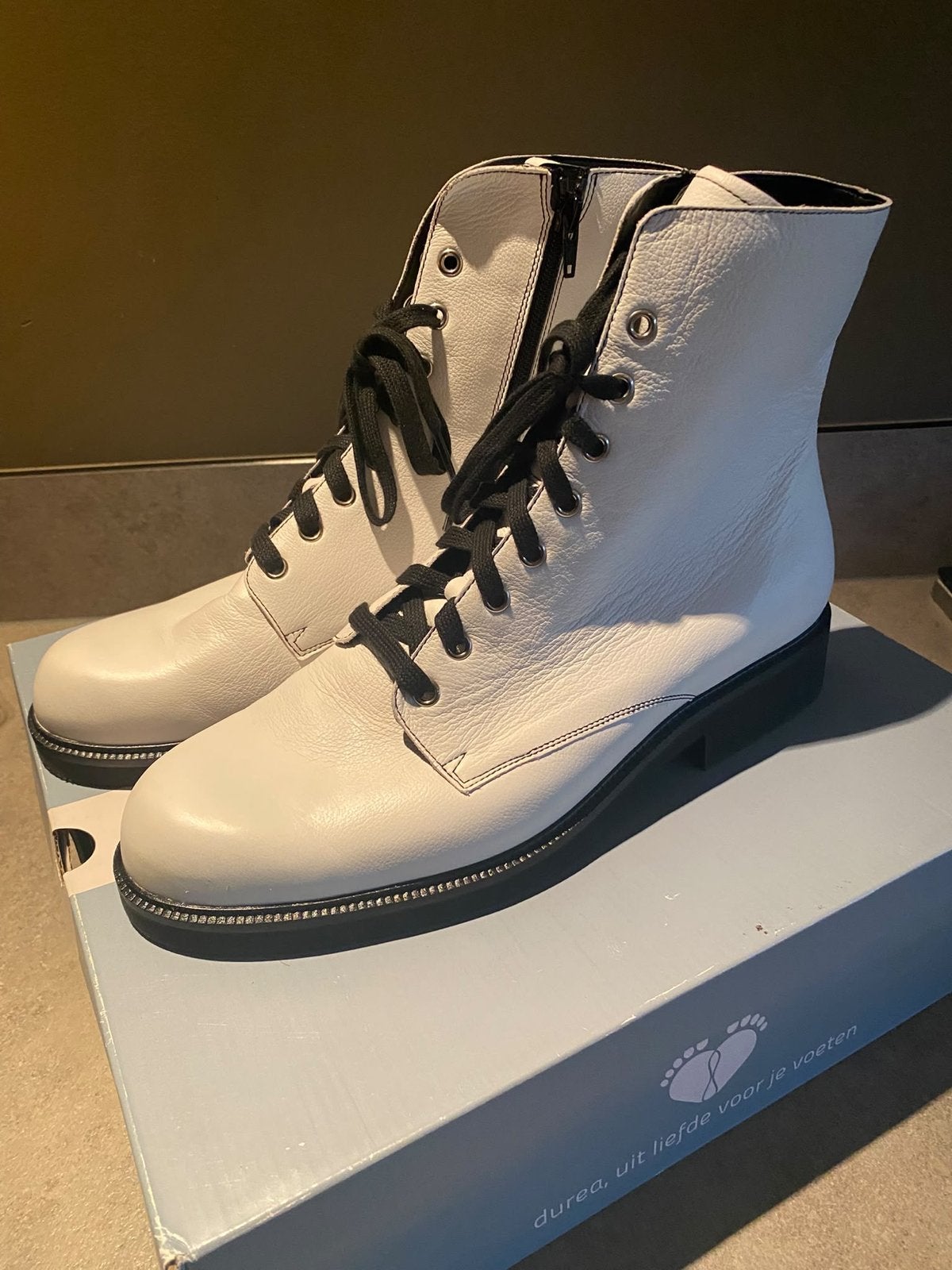 Schoenen OUTLET Durea boots Wit Leer, Ophalen of Verzenden, Nieuw, Wit, Lage of Enkellaarzen