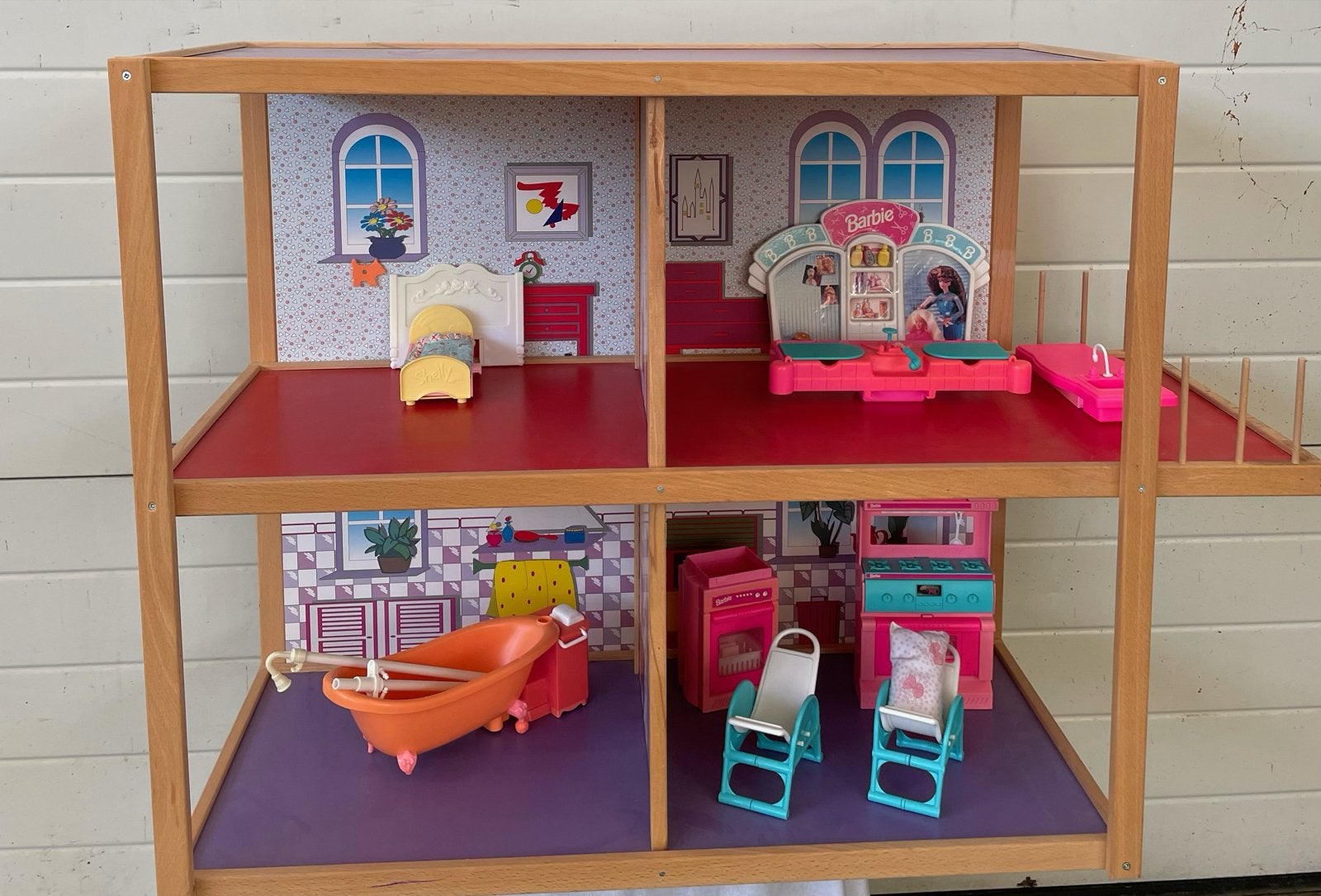Groot Barbie Poppenhuis met Meubels en Accessoires, Kinderen en Baby's, Speelgoed | Poppenhuizen, Ophalen, Gebruikt, Poppenhuis