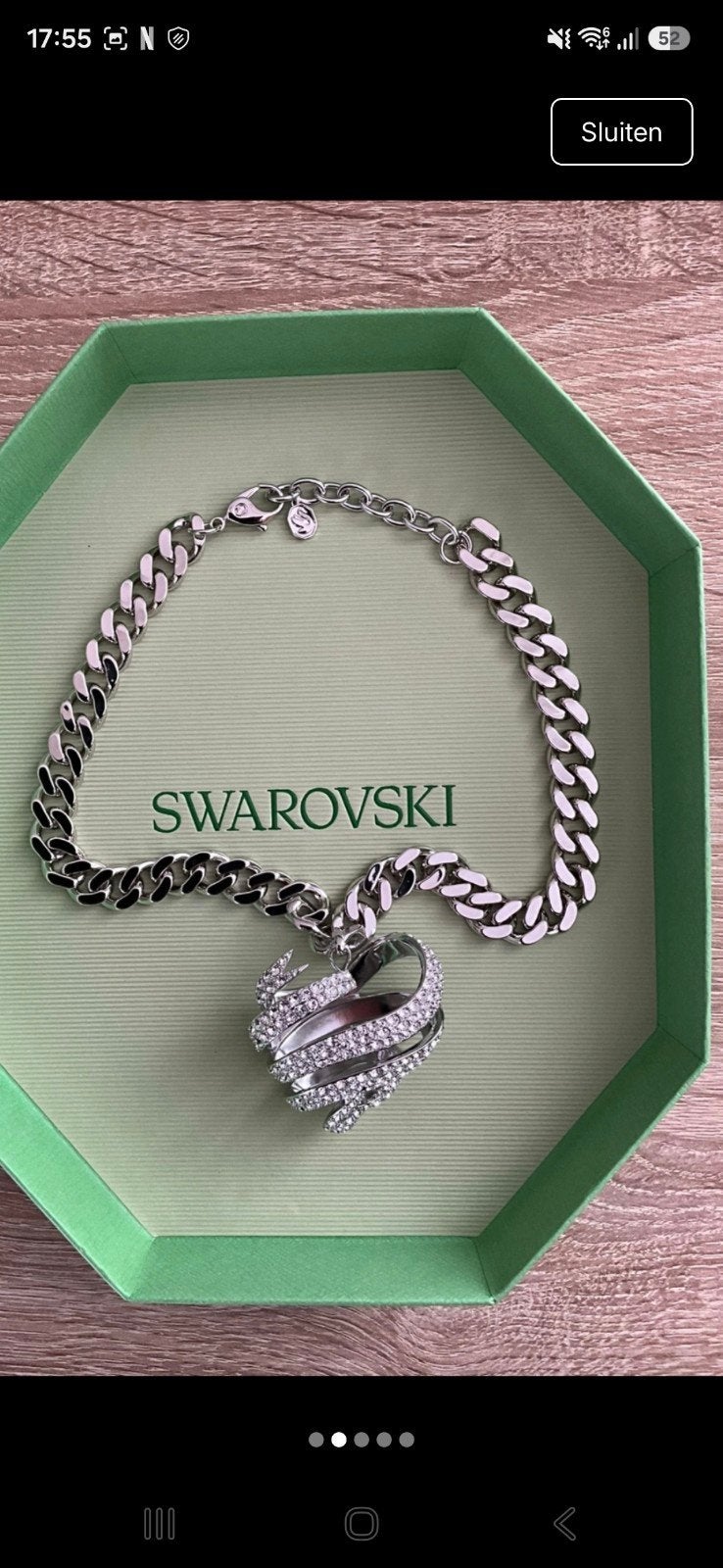 swarovski ketting nieuw, Verzenden, Nieuw, Zilver, Zilver