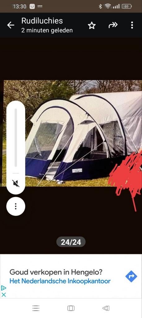 Deel tent / weekend tent 3x3 met afritsbaar kuipzeil, Caravans en Kamperen, Tenten, Ophalen of Verzenden, Gebruikt, Tot en met 2