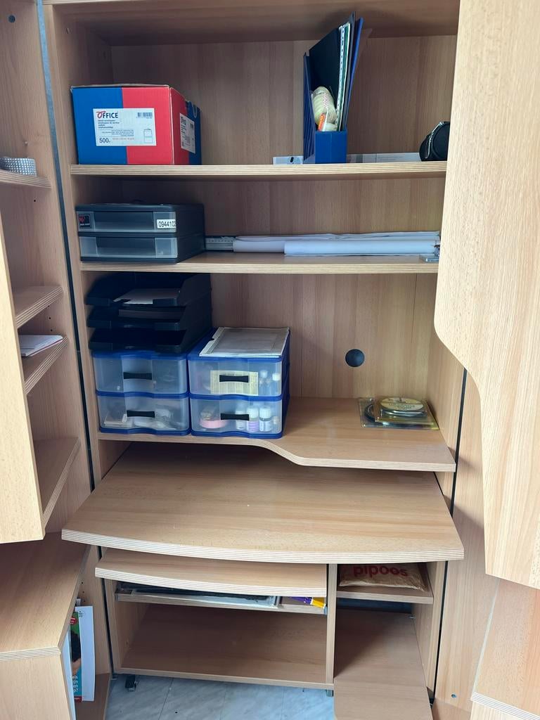 Compact thuiskantoor/bureaukast op wielen, Huis en Inrichting, Kasten | Computermeubels, Ophalen, Gebruikt, 70 tot 120 cm, 170 cm of meer