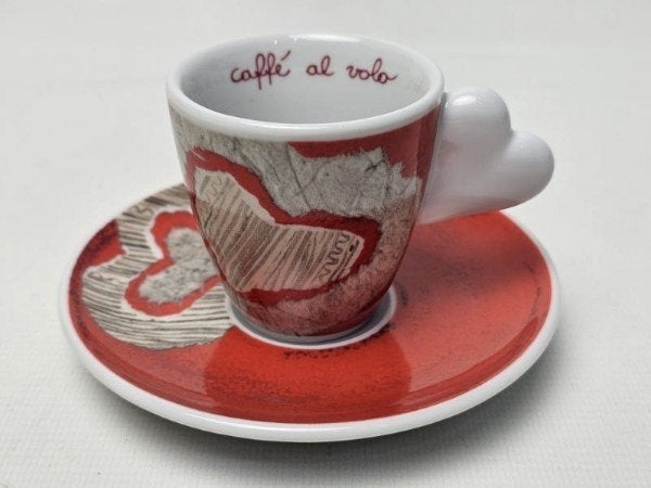 # Thun Caffe Al Volo Espresso kop en schotel love model 2, Gebruikt, Ophalen of Verzenden, Overige stijlen, Kop(pen) en/of Schotel(s)
