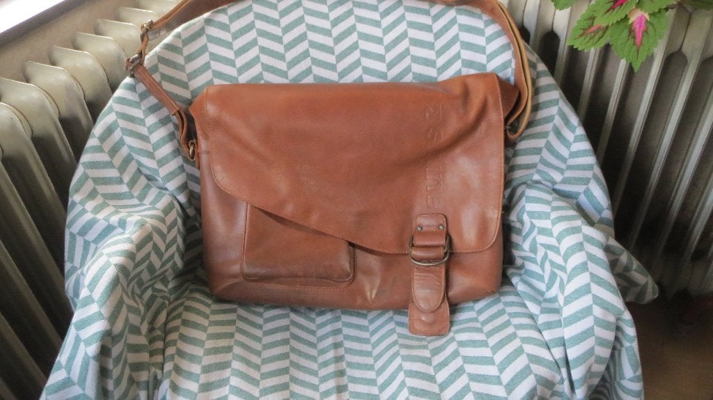Aunts & Uncles, leren tas, laptoptas, Big Judd, tan bruin, Overige merken, Gebruikt, Bruin, Verzenden