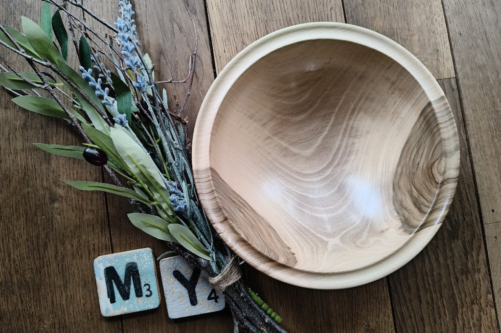 Houten schaal walnoot - handgemaakt - 23,5cm #40, Houtatelier M.Y., Info@myhoutatelier.nl, Schaal, Rond