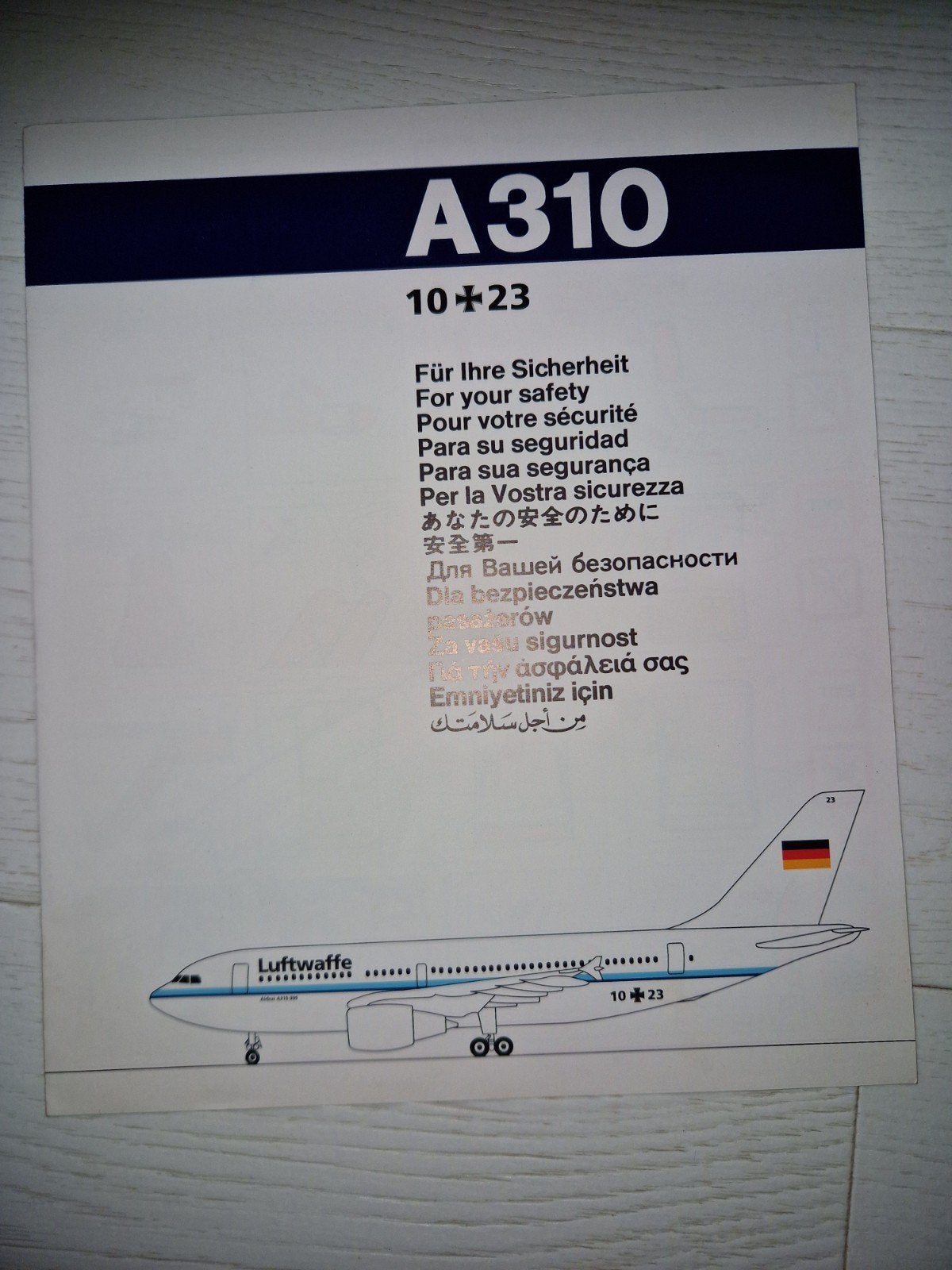 Luchtmacht A310 Veiligheidsinstructiekaart, Ophalen of Verzenden