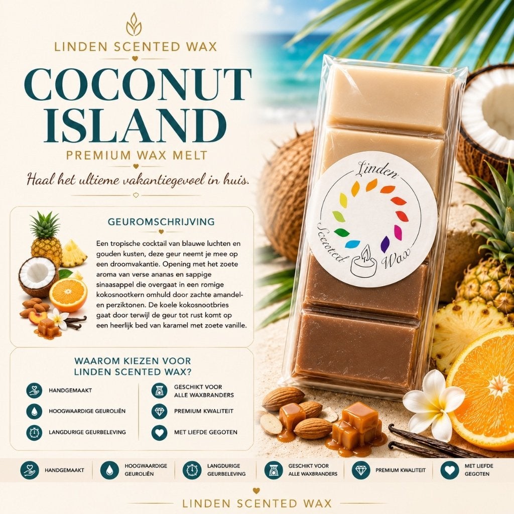 Waxmelts COCONUT ISLAND geur parfum waxmelt handgemaakt, Ophalen of Verzenden, Nieuw, Was, Kaars