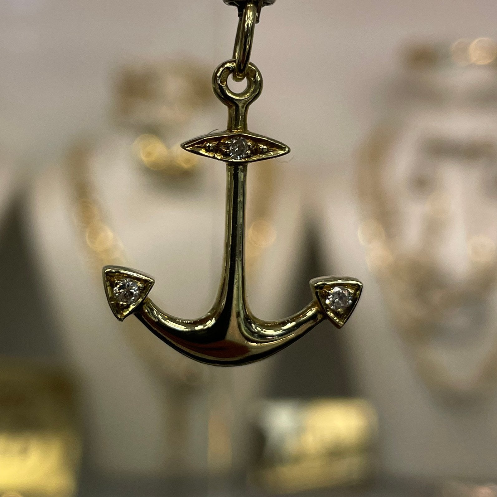 14k gouden anker hanger, Ophalen of Verzenden, Zo goed als nieuw, Goud, Goud