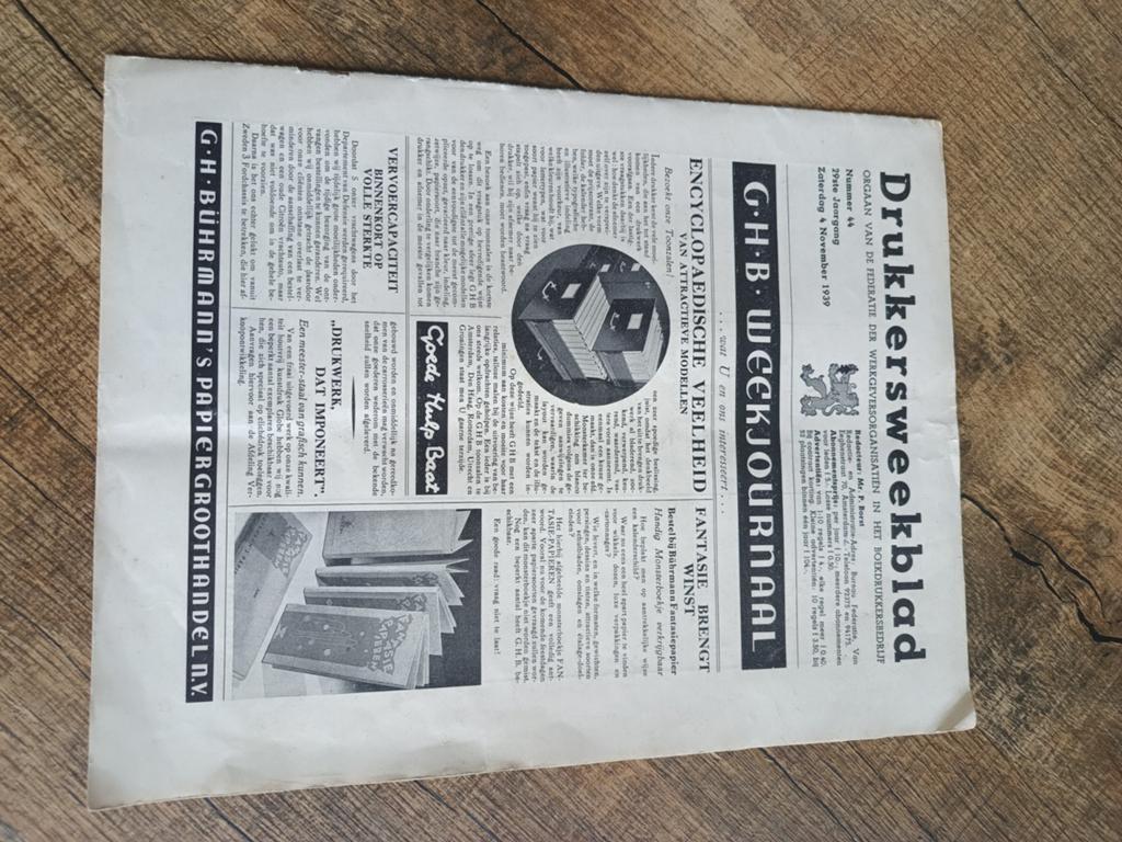 Drukkers weekblad 1939, Verzamelen, Tijdschriften, Kranten en Knipsels, Ophalen of Verzenden, 1920 tot 1940, Tijdschrift