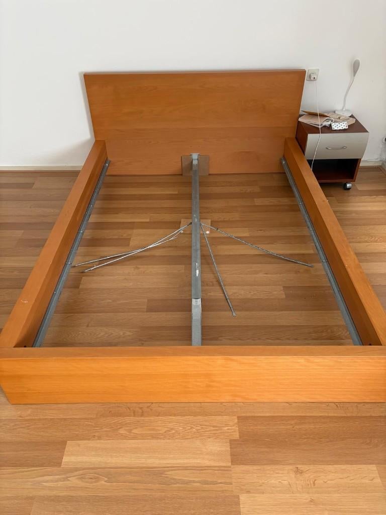Bed frame 140 x 200, Ophalen, Wit, Tweepersoons, 140 cm