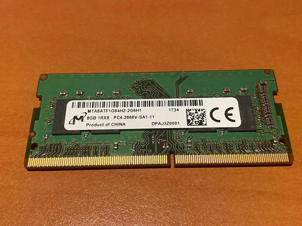 Micron 8GB 1Rx8 PC4-2666V-SA1-11 Laptop geheugen, Computers en Software, RAM geheugen, DDR4, 8 GB, Ophalen of Verzenden, Zo goed als nieuw