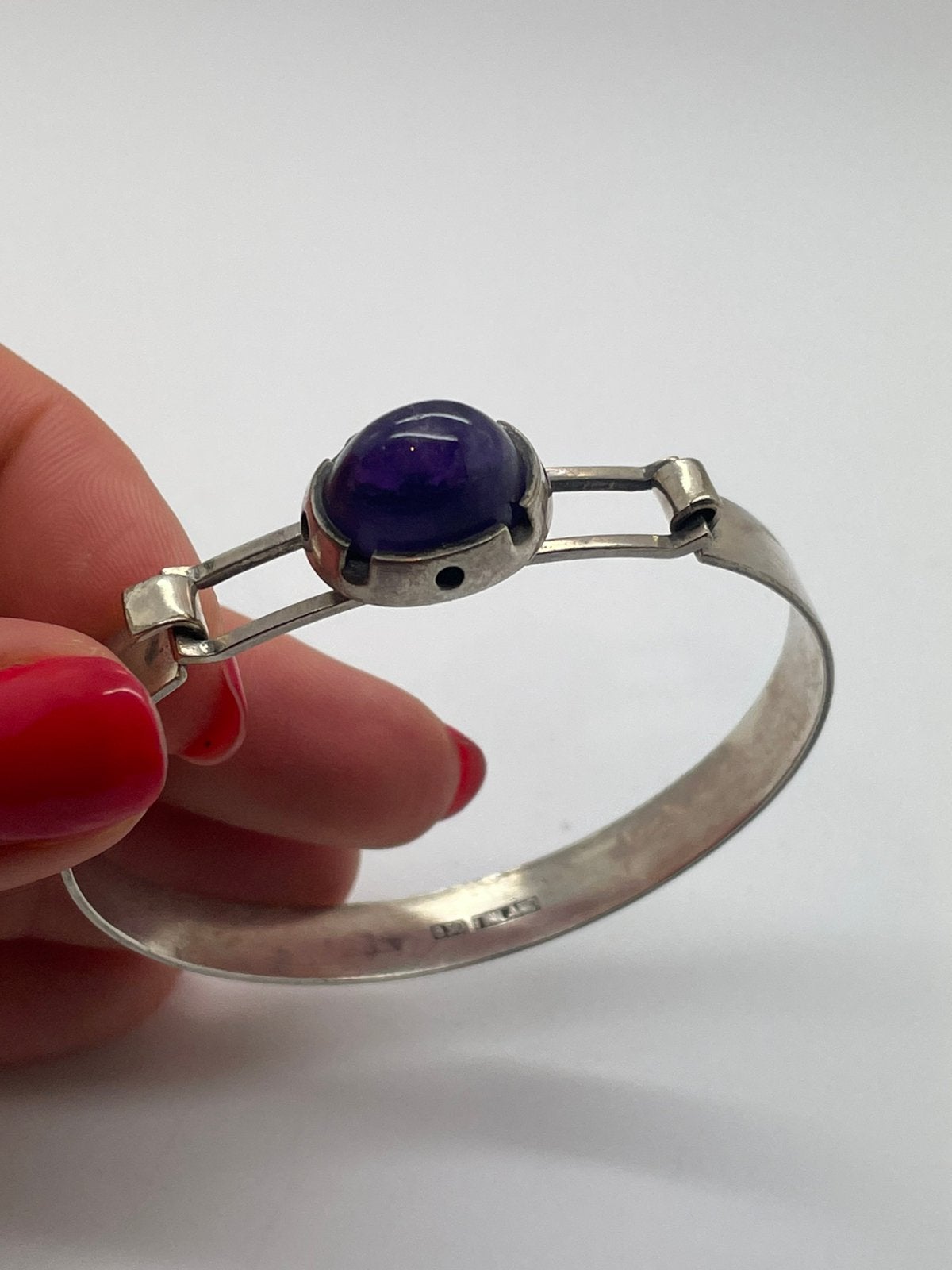 E674 Prachtige zilveren armband Finland amethist, Sieraden, Tassen en Uiterlijk, Antieke sieraden, Ophalen of Verzenden, Zilver