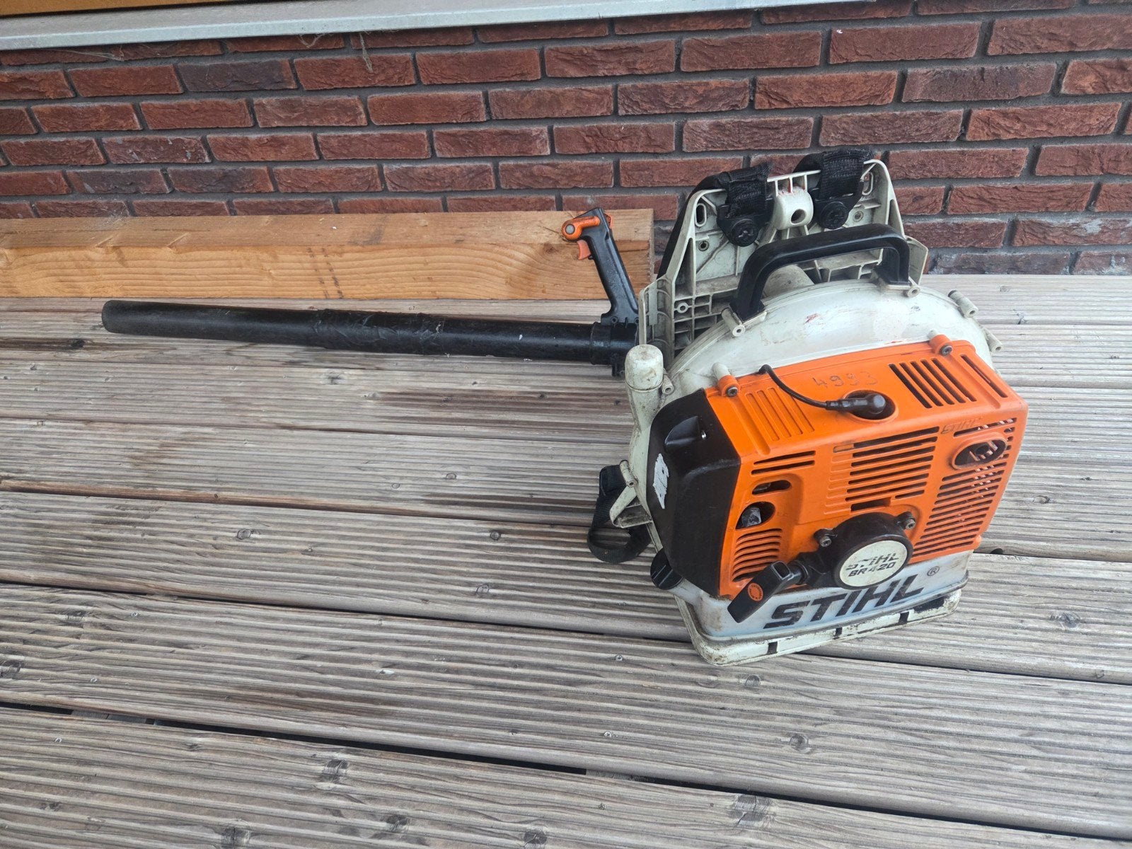 Stihl BR 420 bladblazer met veel blaaskracht, Gebruikt, Ruggedragen, Ophalen of Verzenden, Stihl