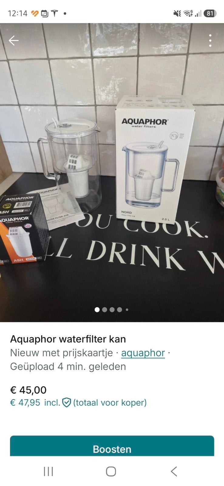 Aquaphor waterfilter kan met 4 filters - Nieuw, Ophalen of Verzenden
