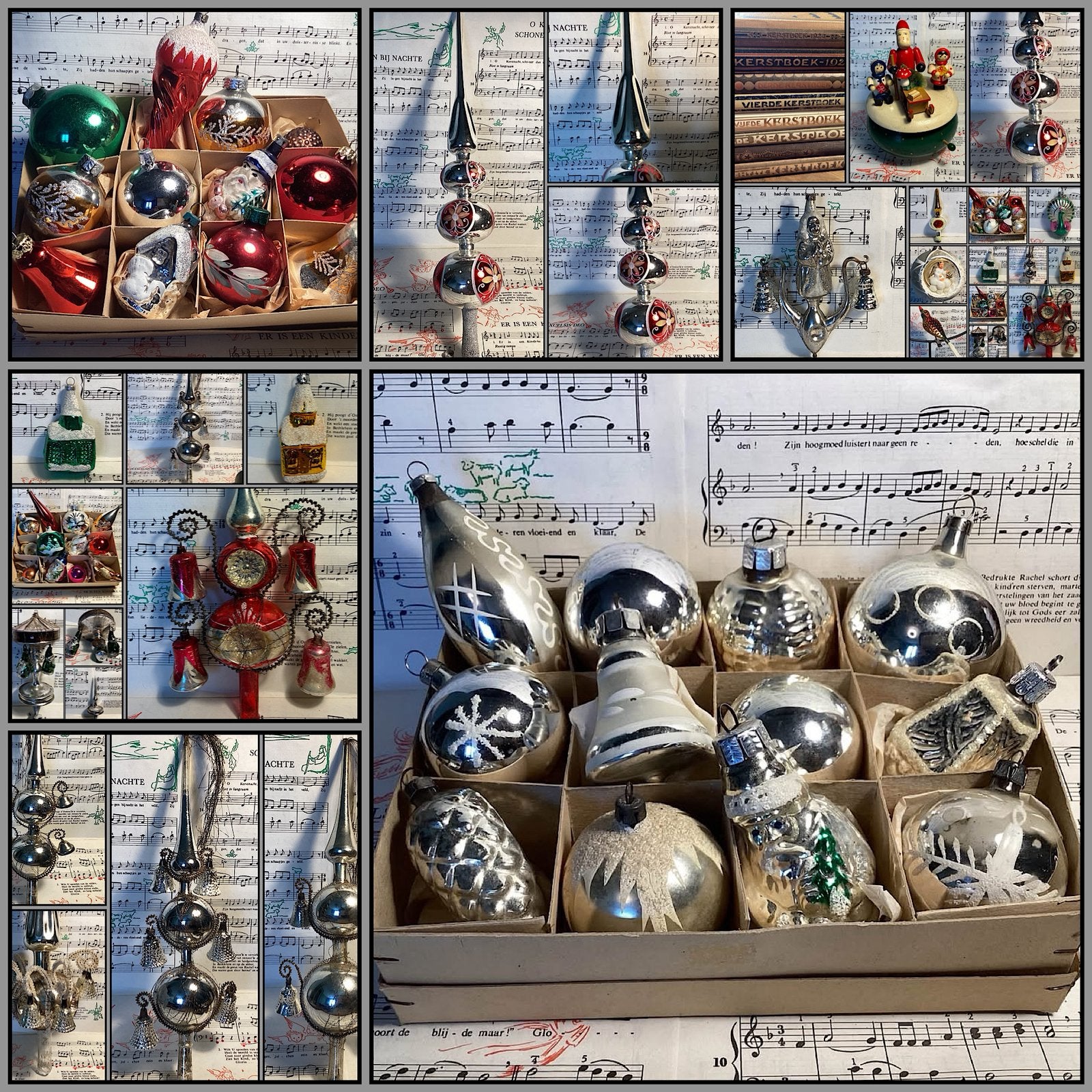 Oude kerstbal,ansichtkaart,verlichting,boeken,Puurnostalgie!, Ophalen of Verzenden, Gebruikt