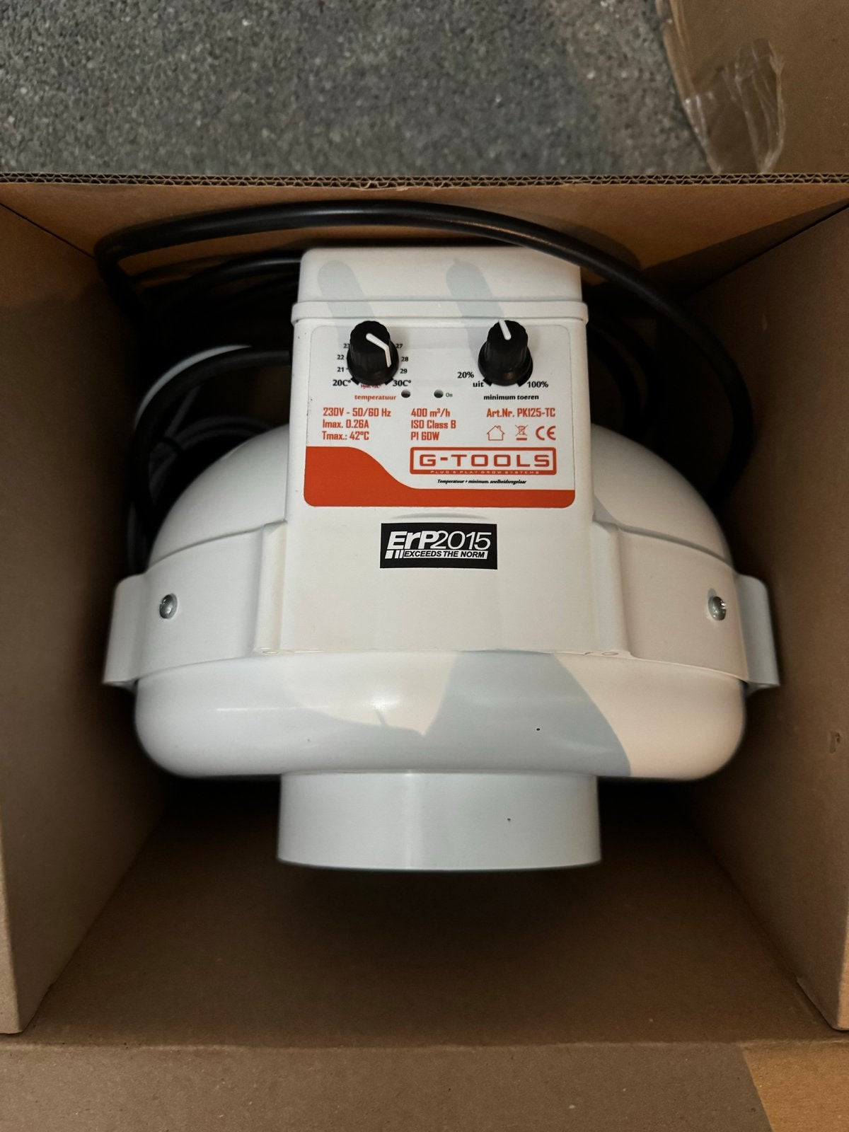 G-Tools PK125-TC Radiaal Ventilator met Temperatuurregeling, Ophalen of Verzenden, Zo goed als nieuw, Ventilator